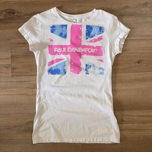 Paul Oakenfold Women’s Union Jack Flag Tee Shirt Size Large DJ Rave Cyber Techno